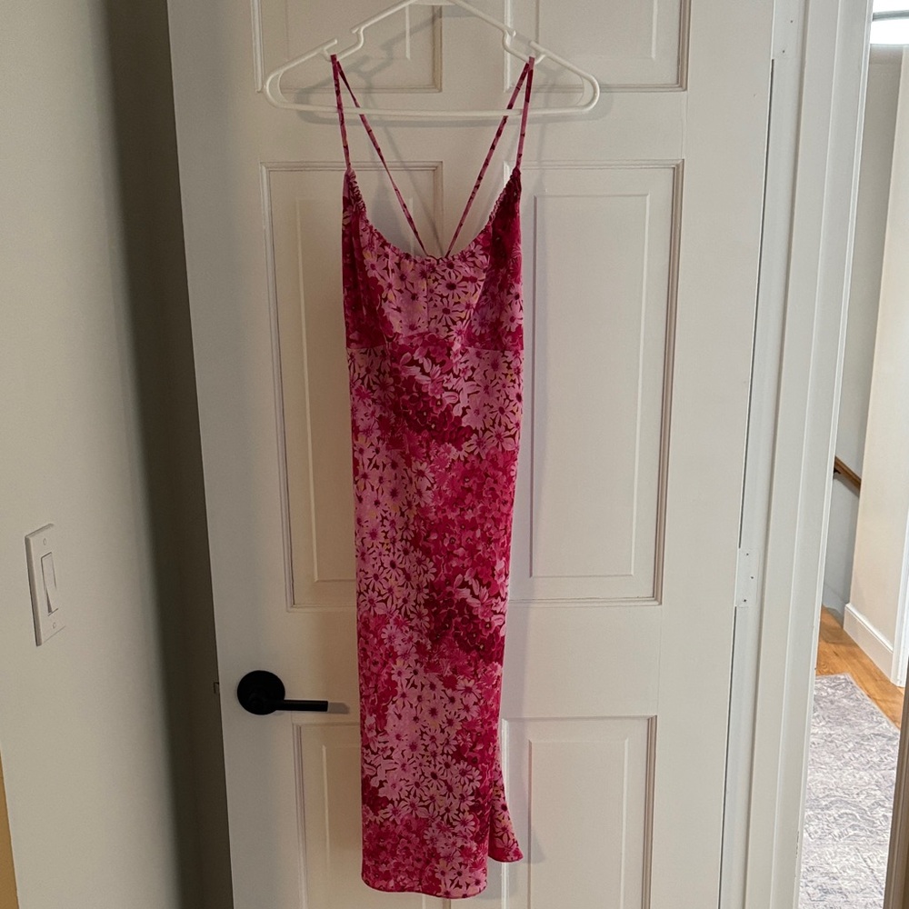 Flowy sundress in shades of pink and yellow
